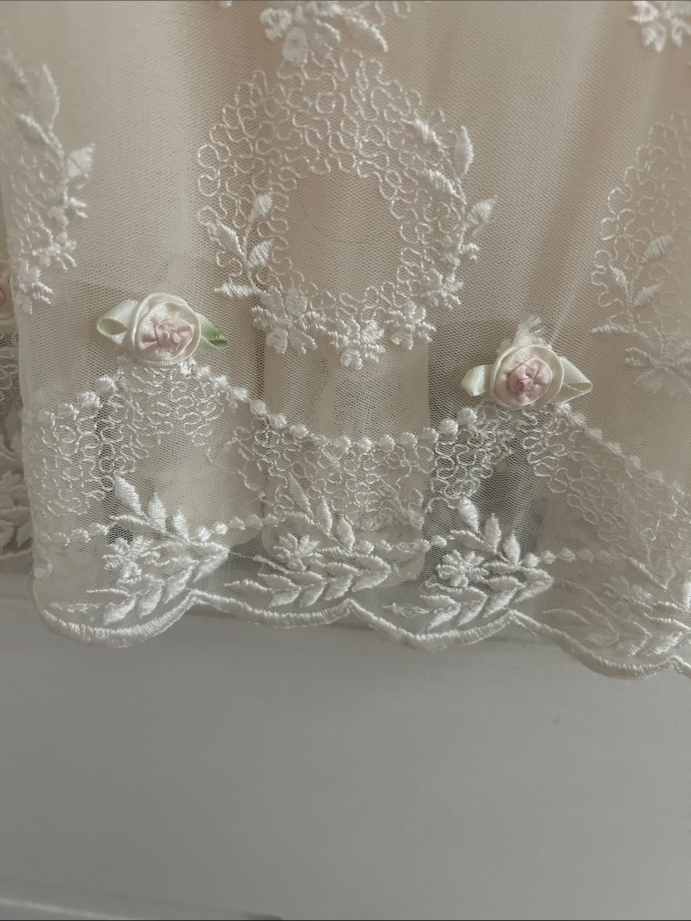 Claire Pettibone  Sheer Lace Chemise Slip in Ivory with Pink Accents - Picture 7 of 7